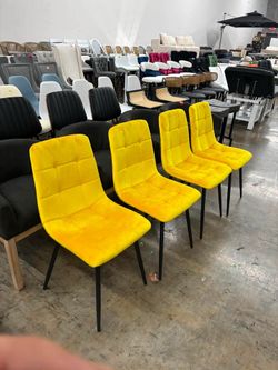 Velvet Dining Chairs Set of 4 - Yellow Dining Room(Details