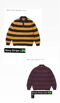 Supreme FW26’ week 6 Small Box Sweater Polo Navy Stripe L, Brown Stripe M