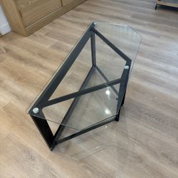 Modern Glass TV Stand – Black Metal Frame – 42” Wide
