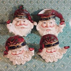 Vintage Santa Claus Faces BUNDLE Large Ceramic Coffee Mug Christmas Shacker Serving Decor