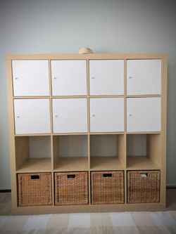 Cube Shelf (Birch) + 8 Door Inserts + 4 Baskets (orig. $400)