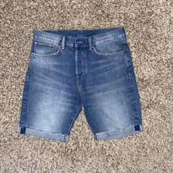 Vintage blue jean denim shorts men size distressed