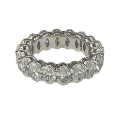 Eternity Oval Diamond Ring 5.63 Carats White Gold 14kt