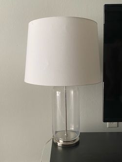 Glass Table Lamp with White Shade. With a remote control unit. IKEA.
