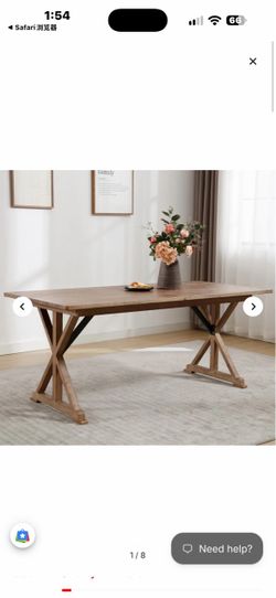 New in box DAYALANE 69" Vintage Wood Dining Table for 4 to 8, Antique Rustic Solid Pine Farm Dining Room Table with Heavy Duty Legs&Metal Support, Lar