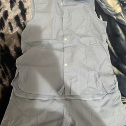 2 Piece Linen Cutoff Shirt with Shorts 