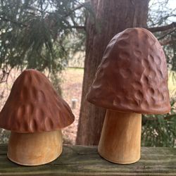 Concrete Mushroom Pair