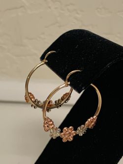 1" Tri gold hoop earrings #33098