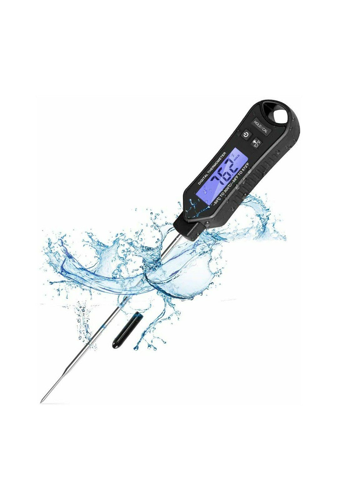(J18) Waterproof Digital Instant Read Meat Thermometer with Long Probe for Grilling Smoker BBQ Cooking Kitchen Food Candy Milk Yogurt Temperature