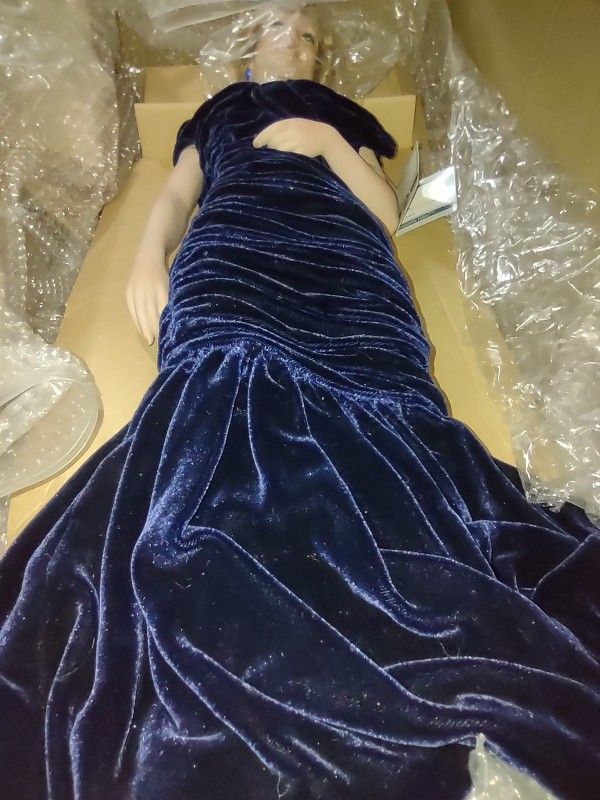 blue bridal shower guest dress Plus Size Beach Wedding Guest Dresses Detachable Puffy Sleeves Blue / US:14-16 main image 0