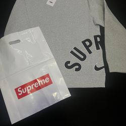 Supreme Nike Grey Crewneck Sweatshirt New With Tags