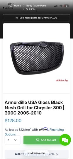 Armordillo USA Gloss Black Mesh Grill for Chrysler 300 | 300C 2005-2010