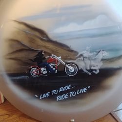 15" Hand Painted "Live To Ride "Ride To Live Spare Tire Cover