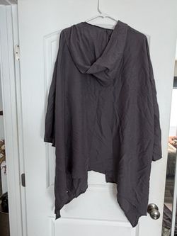 Dark Gray Hooded Draped Cardigan set