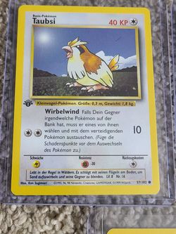 3 VINTAGE 1ST EDITION GERMAN POKMON CARDS GEM-MT TAUBOGA TAUBSI ROUCOUPS  for Sale in Marysville, WA - OfferUp