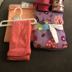 Baby Girl Blankets And Ribbon 