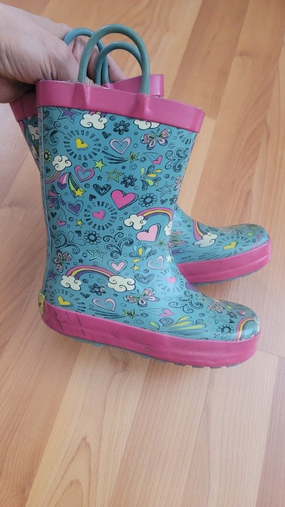 Rubber Rain Boots Toddler Little Girl Size 6, Size 13/1, Size 9