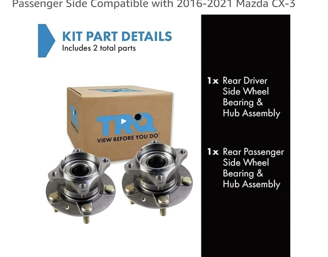TRQ Rear Wheel Hub Bearings Assembly Set Driver & Passenger Side Compatible with 2016-2021 Mazda CX-3