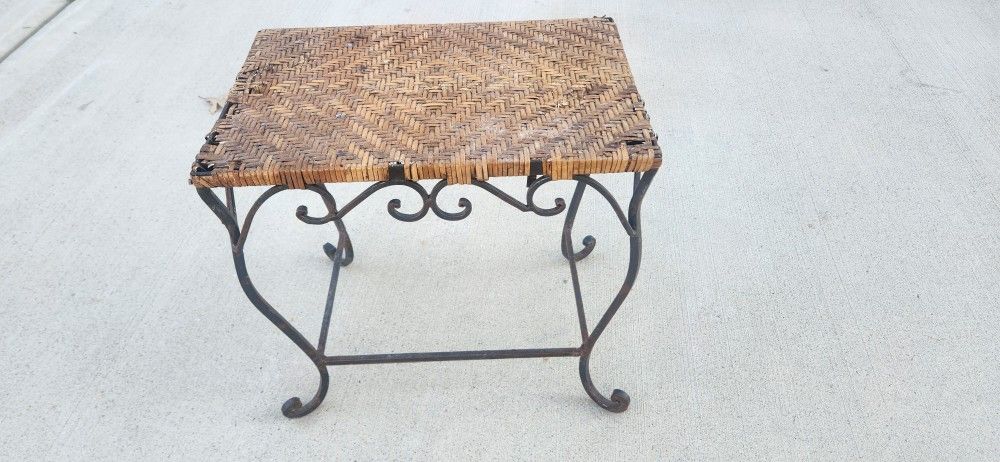 Ornate Wicker Wrought Iron Table