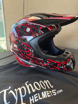 Typhoon Motocross Helmet Black Red Graphic 2XL