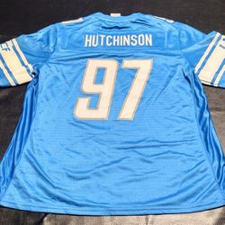 New Aidan Hutchinson #97 Fanatics Proline NFLPA Jersey Large Blue w/ Scratch  