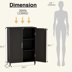 🥨Bathroom Storage Floor Cabinet Freestanding Organizer with Adjustable Shelves for Bathroom Laundry Room,2 Doors