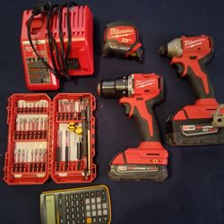 Milwaukee Impact And Hammer Drill Plus Calculator And Tape
