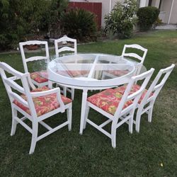 6 Dining Chair Chairs And Glass Table Kitchen Dining Furniture Home Decor Shabby Chic