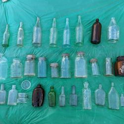 Old Vintage Glass Bottle Set! RARE! Collectible!