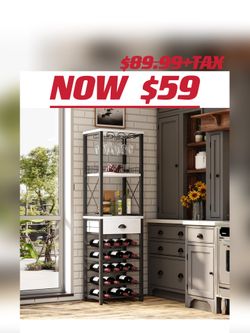 Freestanding Wine Rack 4-Tier Bar Cabinet