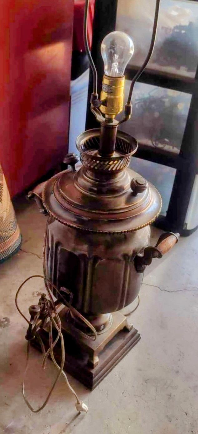 Brass Russian Samovar Lamp Light