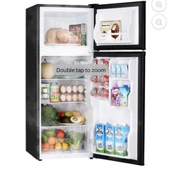 Upstreman 4.0 Cu.Ft. Mini Fridge with Freezer, 2 Door Small Refrigerator with 5 Adjustable Thermostat, Compact Refrigerator for Kitchen Apartment Bedr