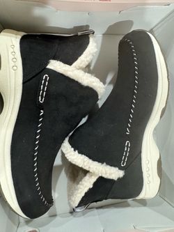 Black Suede Ankle Boots with Sherpa Trim
