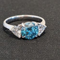 2 Carat Blue Lab Grown Diamond Engagement Ring