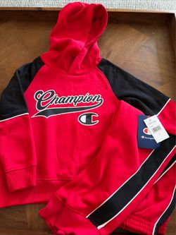 New with tags Champion Red & Black Boy’s 2 Piece Hoodie & Jogger Pants Set Sz 5