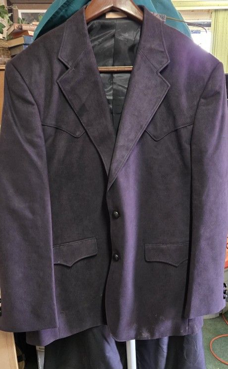 Black Mens Blazer (Not Suede But Feels Like It) 48L Dress Coat