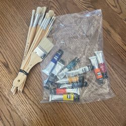 Assorted BLICK Oil paints and brushes 