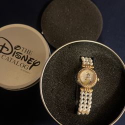 Vintage Disney BELLE Crystal Faux Pearls Watch