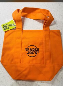 2026 Trader Joe's Orange Canvas Trick or Treat Tote Bag