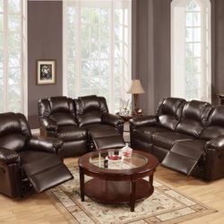 Sofa And Loveseat Manual Recliners Espresso Bonded Leather, New Especial Price