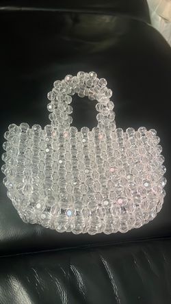 Clear Crystal Beaded Handbag