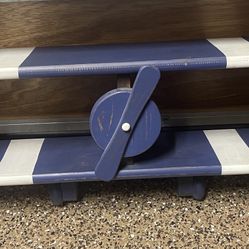 Pottery Barn Kids Blue Airplane Shaped Wooden Shelf 