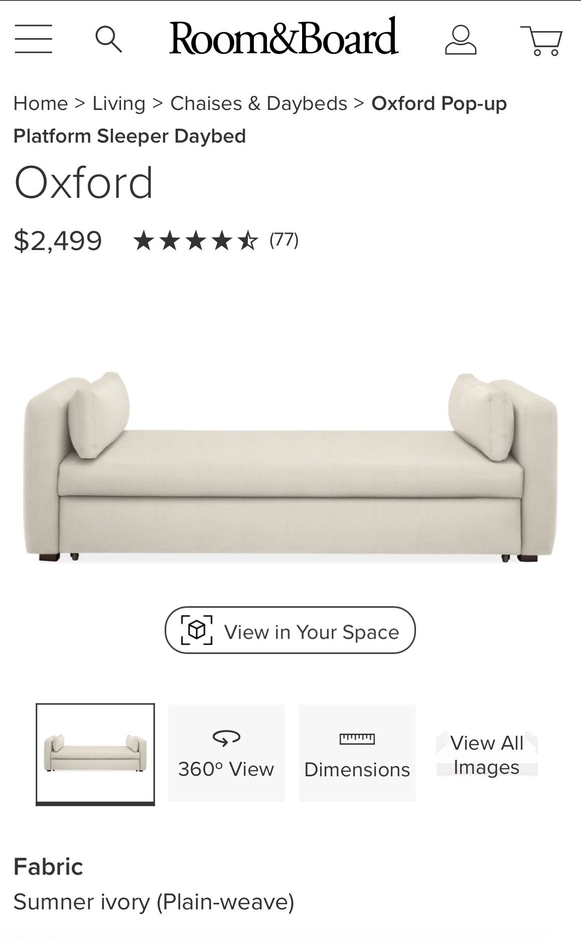 Room & Board Daybed Pop Up Sleeper