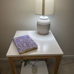 White and Wood Nightstand/ Side Table