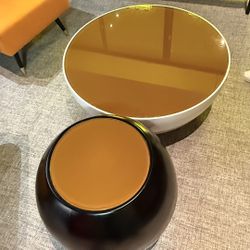 Modern Black & White Coffee Tables Set (2 Pieces)