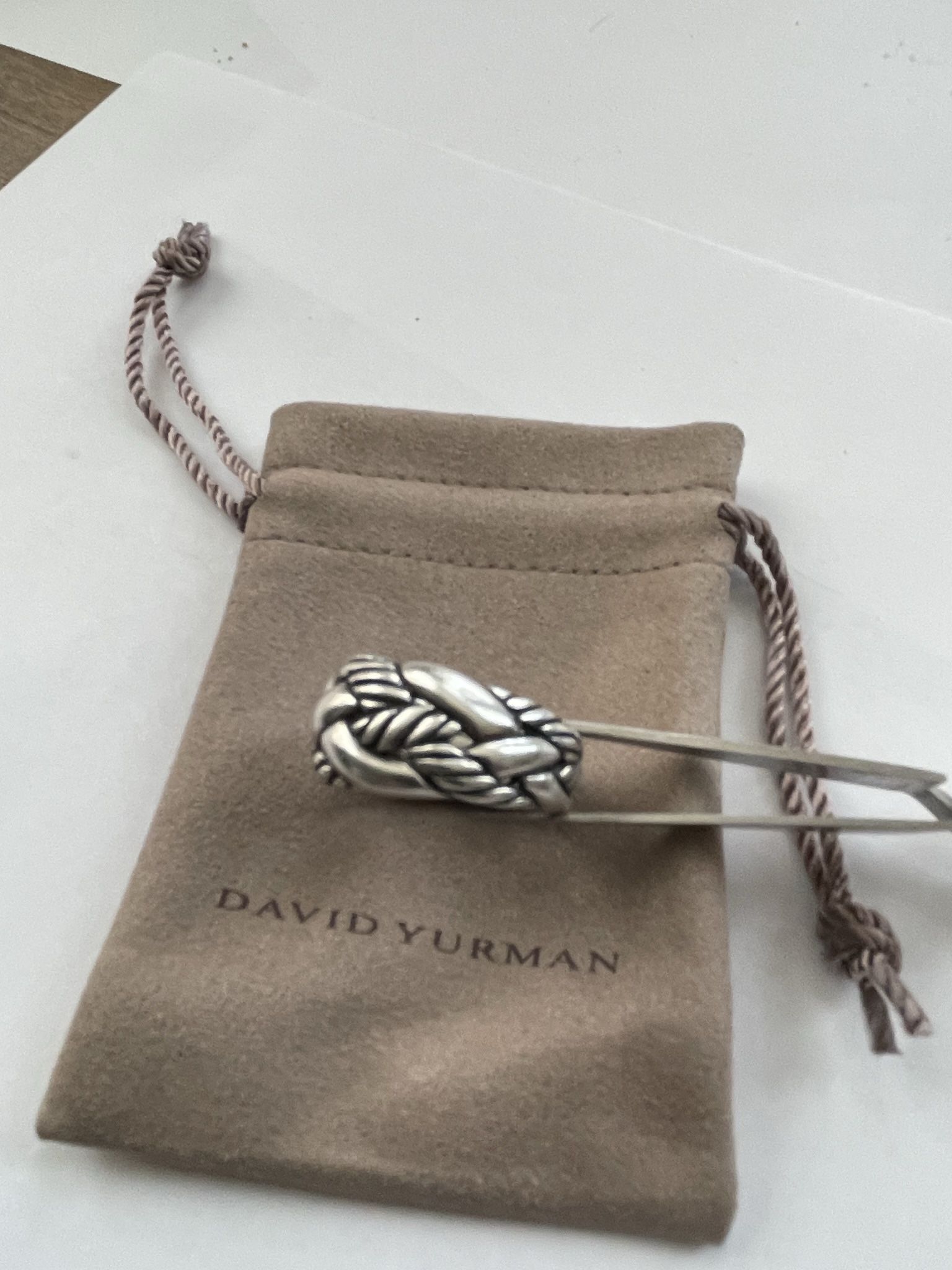 David Yurman Sterling Silver Woven Cable Ring Sz 9 + Pouch