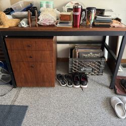 Vintage Desk With Rolling File Cabinet