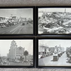 Set Of 4 Framed Old Long Beach Pictures