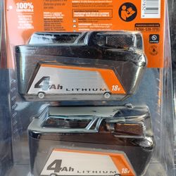 Ridgid Power tool Battery 2 Pack 18v 4ah