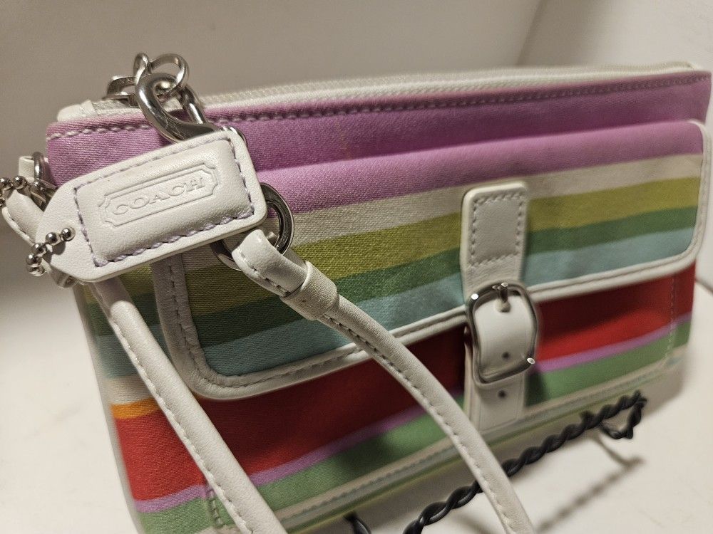 Coach RAINBOW 🌈 Wristlet With Matching Coach Tag